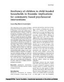 Resiliency Of Children In Child-headed Households In Rwanda ...